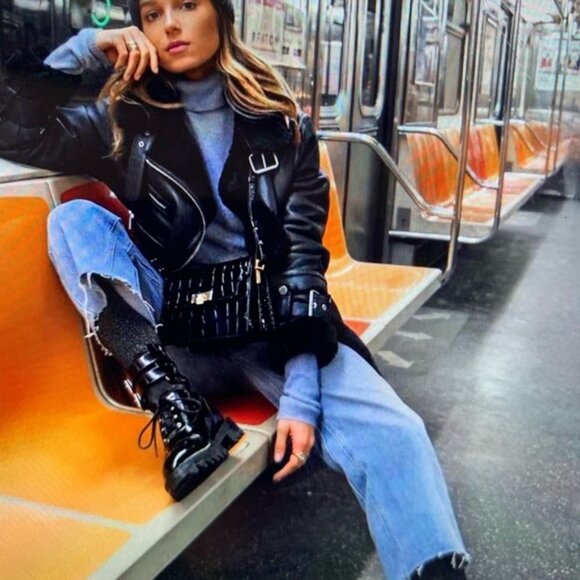 Tamara Mellon Military Abrasivato Combat Boots in Black 37 7 - Picture 3 of 15